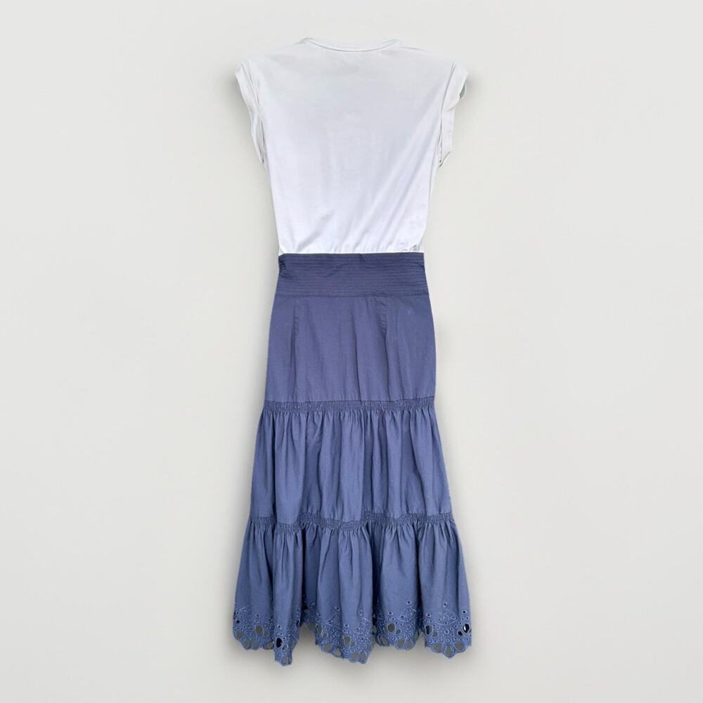 Veronica Beard Amaia Navy White Midi Dress Smocked Crochet XS Vacation Beach - Picture 9 of 13